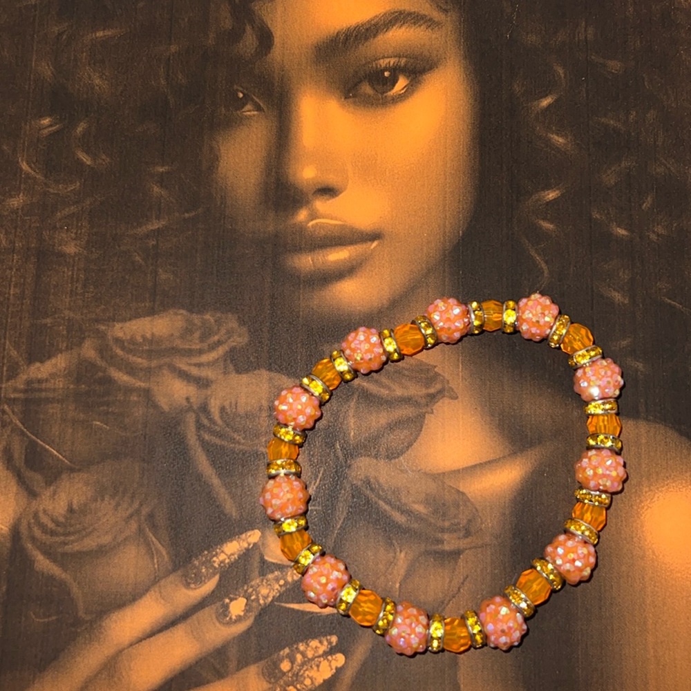 $8 sale Elegant orange Beaded sparkling Bracelet